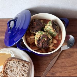 Chicken & Spinach Meatballs with White Beans & Vegetables